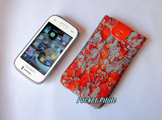 Etui samsung galaxy,Iphone,portable"Indi"dentelle gris,orange,couleurs pétillantes
